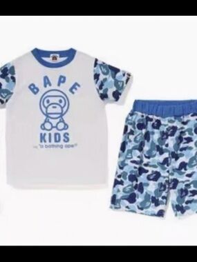 Bape kids blue camo set